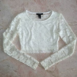 Forever21 Y2K Vintage Lace Crop Top
